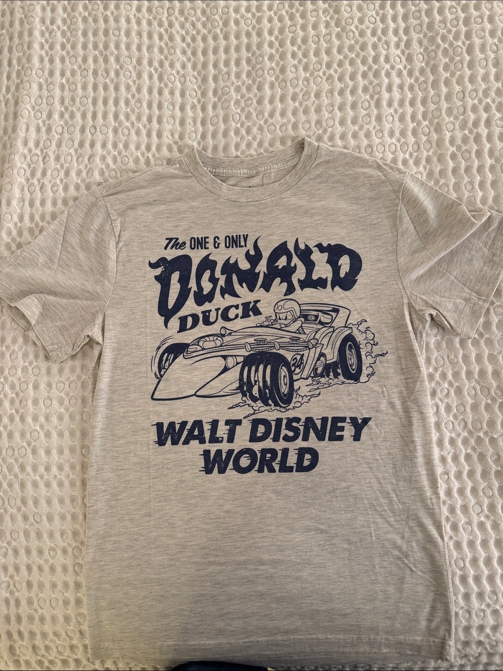 Disney Gray T-Shirt with Navy Donald Duck Racing Graphic